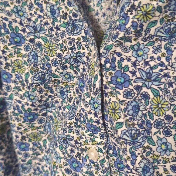 St. John's Bay Blue Floral Print Blouse - Picture 4 of 6